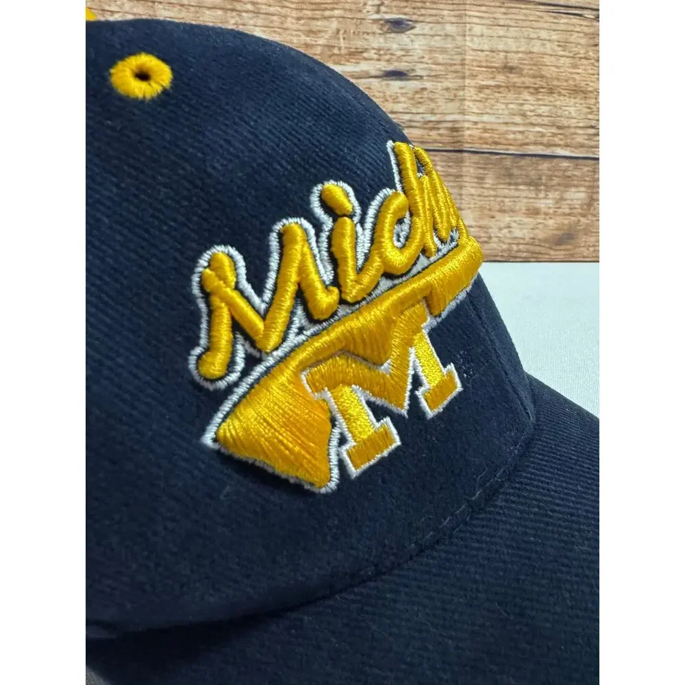 Vintage Y2K Michigan Wolverines Blue Starter Snapback Hat Go Blue